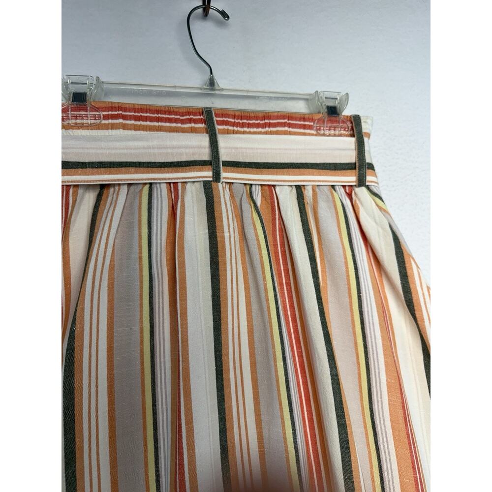Linen Blend Striped Button-Front Belted Midi/Maxi Skirt Womens M Beach Summer - Picture 4 of 11